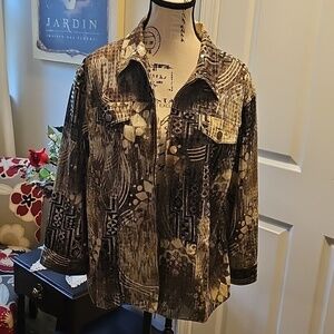 N Touch Women's Geometric Design Clear Sequin Casual Jacket Blazer. Size 12
